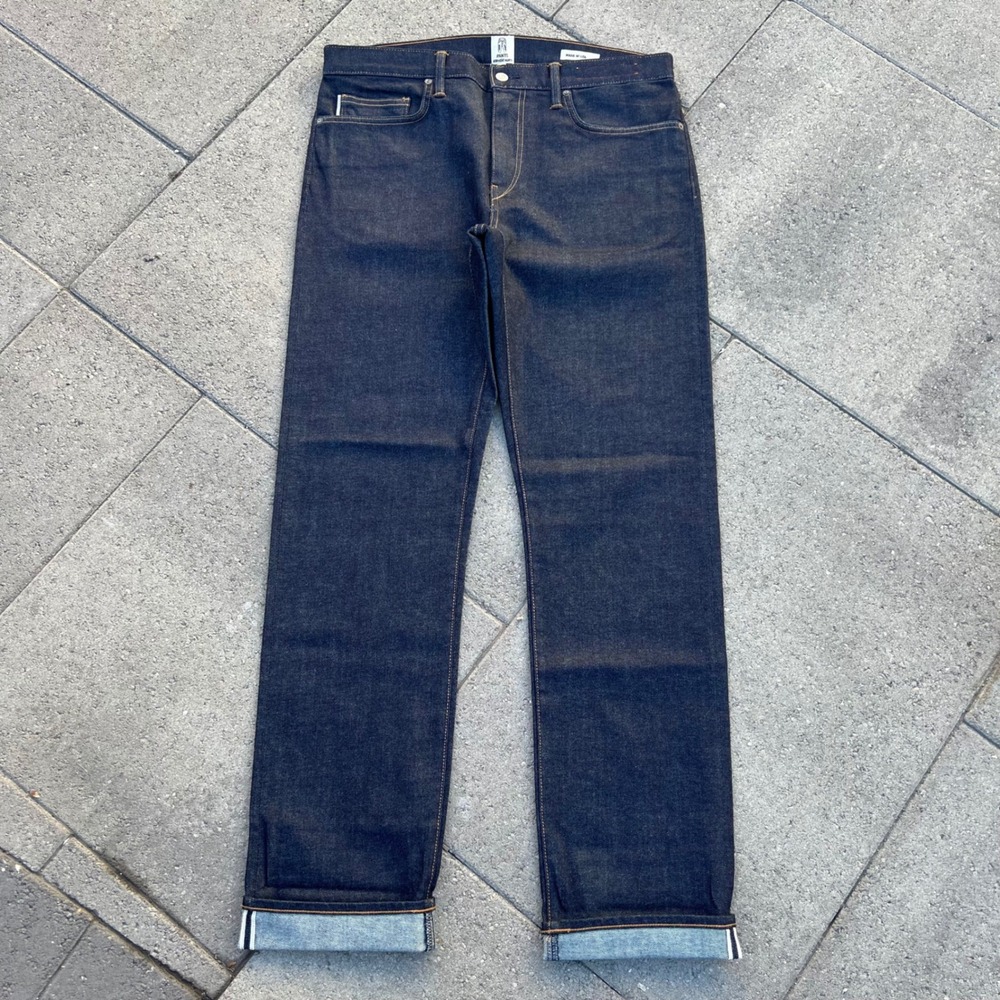 Hiroshi Kato Mens Selvedge Denim Jeans Made in USA Raw Indigo Blue Size 34